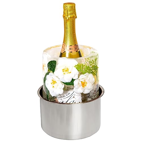 Ice Bucket Mold,Ice Mold Wine Bottle Chiller,Cocktail/Champagne Bucket Ice Mold, Flower/Fruits/Any Decoration to DIY Your Bucket Ice Mold For Thanksgiving/Christmas Day,Beautiful&Creative