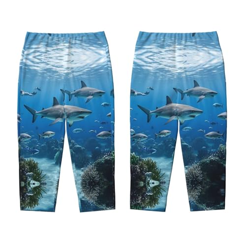 Pajama Pants Pajama Bottoms with Elastic Waistband Sleepwear Lounge Pants, Ocean Sharks3