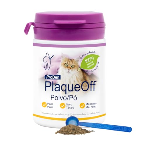 ProDen PlaqueOff Polvo para Gatos 40g – Limpiador Dental 100% Natural, Speciale Formule voor Gatos Exigentes, Ayuda a Eliminar Placa, Sarro y Mal Aliento