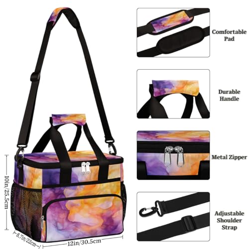 Abstract Smoke Waves Insulated Picnic Backpack Lunch Box for Women Men Picnic Basket Tote Lunch Bag Picnic Bag Portable Lunch Bags for Picnic, Beach, Work, Trip,Office, Camp Colored Smoke
