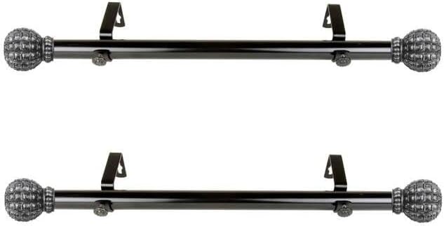 1 Inch Side Curtain Rod Set of 2 - Steel Rods with Resin Finials - Elegant Window Hardware