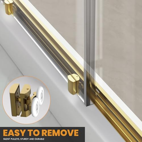 Bathroom Corner Shower Enclosure, 36 in.D x 36 in. W x 72 in. H, Double Sliding Shower Doors, 1/4\" (6mm) Thick Clear Tempered Glass Door, Brushed Gold