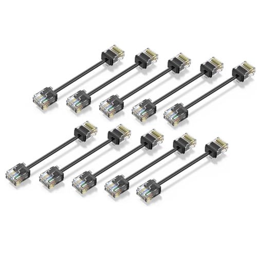 Unteryuu(�E���e�����E) Cat6/Cat6a 10�p�b�N �X���� RJ45 UTP �l�b�g���[�N�R�[�h 10Gbps �p�b�`�p�l������X�C�b�`�ւ̃t���L�V�u�� Cat 6 �p�b�`�P�[�u��