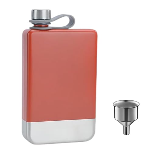 Borraccia da uomo per liquori, 260 ml, con imbuto, in acciaio inox 18/8, a prova di perdite, classica, con coperchio anti-smarrimento, design per whisky, spirito, matrimonio, matrimonio, testimone