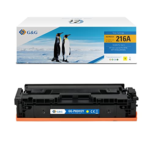 G&G 216A Remplacement de toner pour HP 216A W2412A avec puce pour HP Color LaserJet Pro M155 MFP M182nw M183fw(1 jaune)