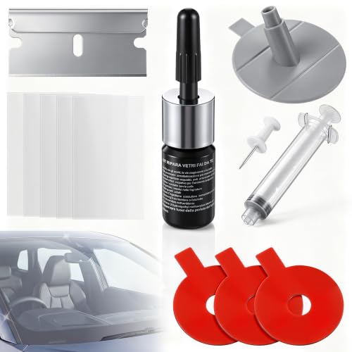 Windshield Repair Kit, DIY Chip & Crack Fix, Resin, Syringe & Curing Film