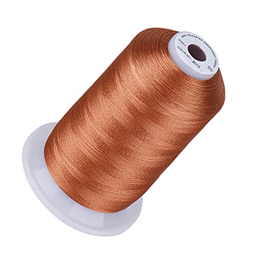 Image of Simthread 5500Yds /5000M 40WT Polyester Embroidery Thread Light Copper S013 | High-yardage 5000M spool offers smooth feeding and stable 40WT polyester thread for home and commercial embroidery machines.
