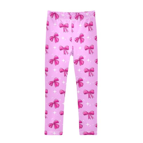 Girls Leggings Size 4T Pink Bow Soft Stretchy Yoga Pants Tights Girl Clothes for Gymnastics Dance