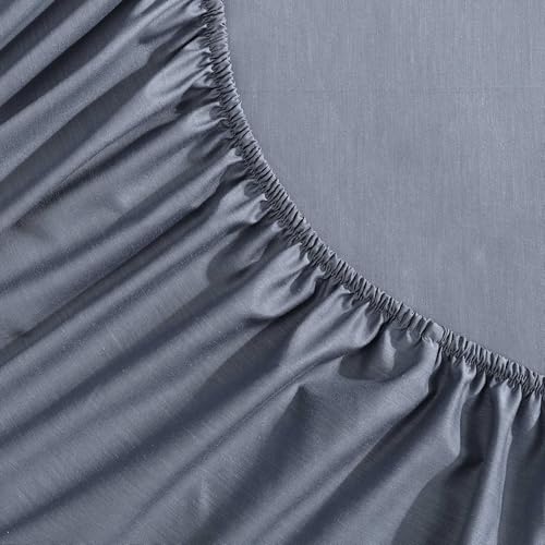 Calvin Klein - Queen Sheet Set, Cotton Blend Bed Sheets with Pillowcases, Cooling and Breathable, Wrinkle-Resistant Fabric, Deep Pocket Fitted Sheet, Blue by Calvin Klein - Used condition - Image 6