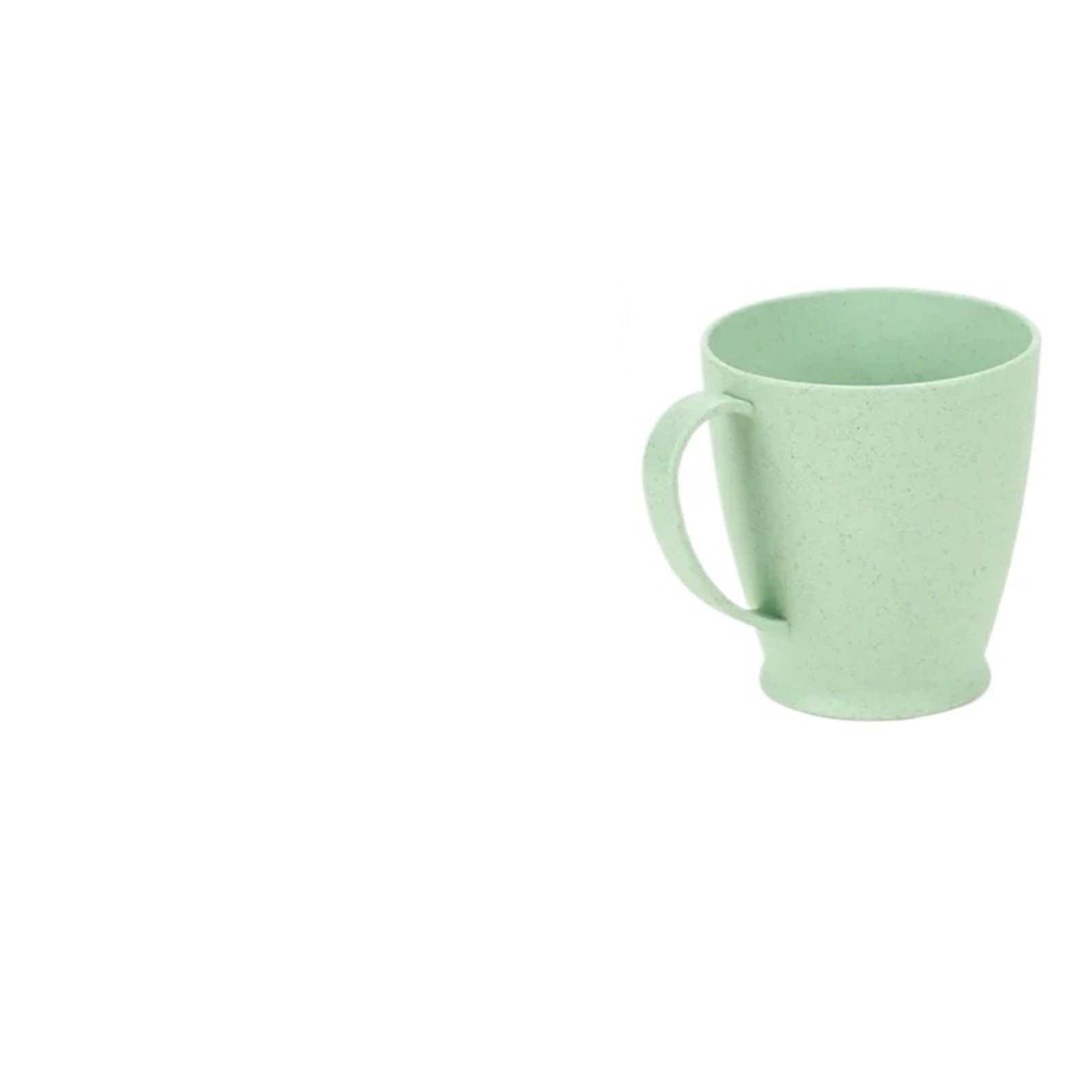2Pcs Wheat Straw Handle Plastic Cup Home Student Drink Mouthwash for Toothbrushes(Green)