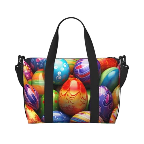 Travel Duffel Bag for Men Gym Bag, Easter Eggs Luggage Bag with Shoulder Strap, Large Gym Tote Bag for Women, Weekender Overnight Bag, Foldable Carry on Bag for Airplane