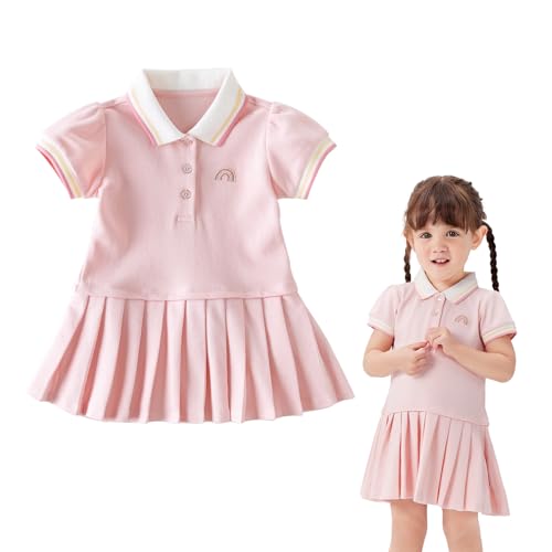 DAVE&BELLA Toddler Girls Polo Dress Short Sleeve Golf Tennis Dress A-Line Playwear Sundress Cotton Baby Girls' School Uniform