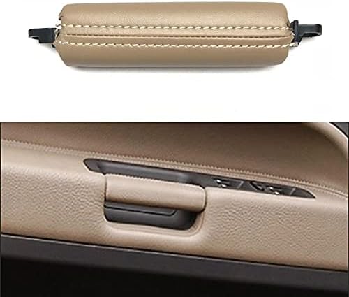 Goodithy Car Interior Front Left Leather Door Handle Replacement for Volkswagen VW Touareg 2003-2010 (Beige), 6.3x1.97x1.18 inches