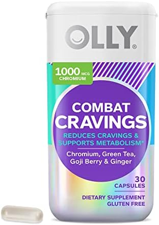 OLLY Combat Cravings, Metabolism & Energy Support Supplement, Chromium, Green Tea, Goji Berry, Ginger - 30 Count