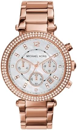 Michael Kors Parker Watch für Damen, Quarz-Chronographenwerk mit Edelstahl- oder PVC-Armband