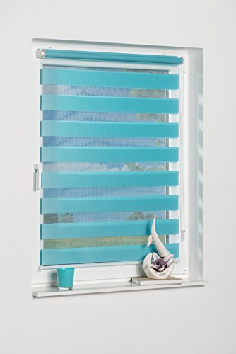 K-home Klemmfix Doppelrollo Andorra ohne Bohren Iceblau 100 x 150 cm (B x L)