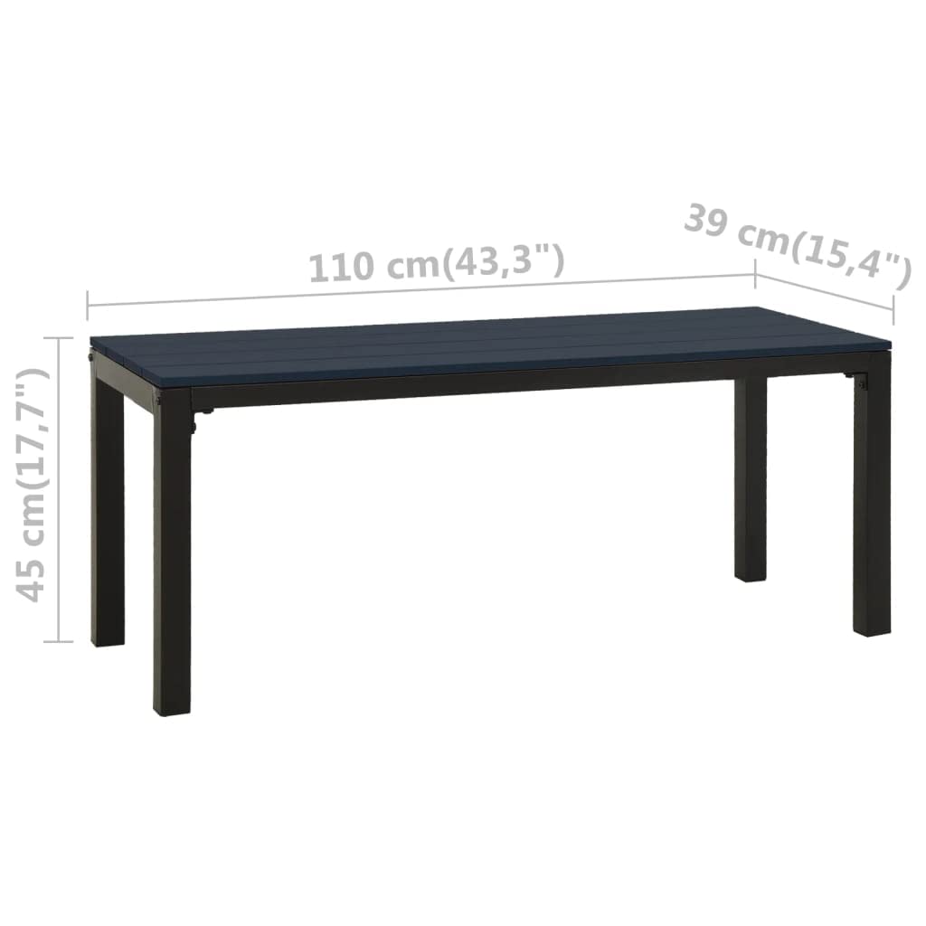 Banco de jardín de 110 cm, de acero y resistente a la intemperie, compuesto de madera y plástico WPC, diseño moderno para balcón, terraza y pasillo, banco esquinero para exteriores, comedor