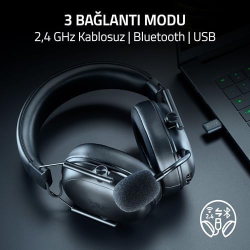Razer BlackShark V3 X HyperSpeed - Kablosuz E-Spor Kulaklık - Ultra hafif 270g - TriForce 50mm sürücü - Çıkarılabilir Mikrofon - Surround ses - HyperSpeed 2,4Ghz & Bluetooth - PC/Mac | Siyah - Görsel 7