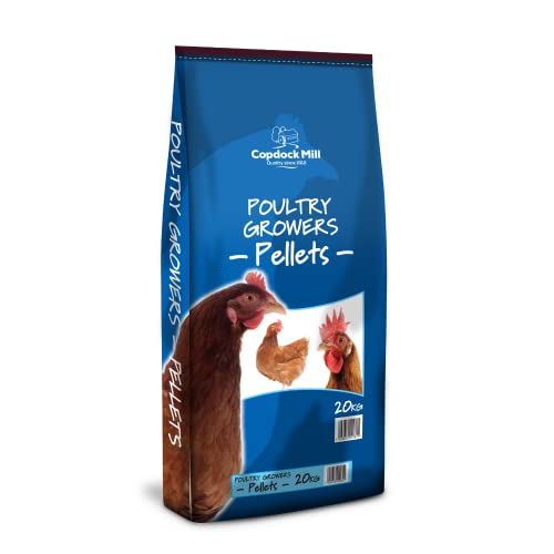 Copdock Mill Poultry Growers Pellets 20kg - Chicken Feed to Support Growth from Chick to Adult - Suitable for Chickens 6 Weeks Old - High Protein Chicken Food