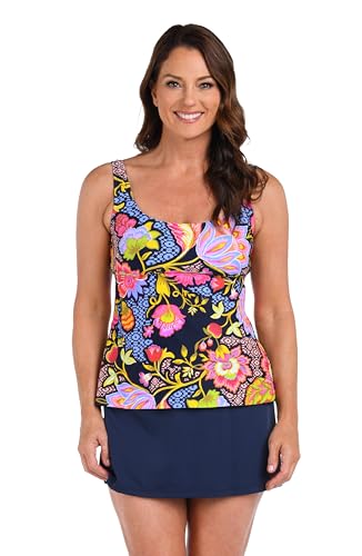 Maxine of Hollywood Women's Standard Scoop Neck Tankini Swimsuit Top, Multi//Ornamental Garden