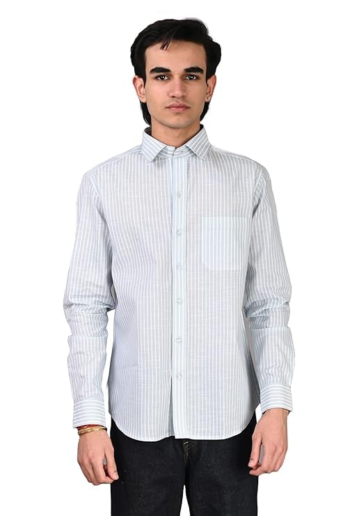 Image of Men Regular Fit Shirt Colour Light Stripes Cotton Shirts for Men