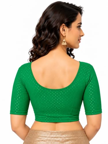 Image of Fressia Fabrics Women's Black Cotton Stretchable Readymade Saree Blouse