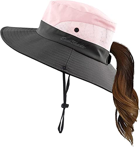 1 Pack Ponytail Sun Hat For Women Uv Protection Fishing Hat Foldable Mesh Wide Brim Upf 50+ (Purple) #TOP2