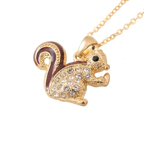 Cute Little Brown Tail Squirrel Necklace3