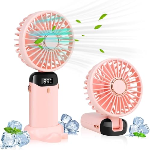 Image of Hand Fan Rechargeable, Handheld fan for Makeup, Electric Fan Portable, Mini Fan for Makeup for Women, Small Fan for ace, Travel, Battery, usb charging, High Speed,mini AC cooler