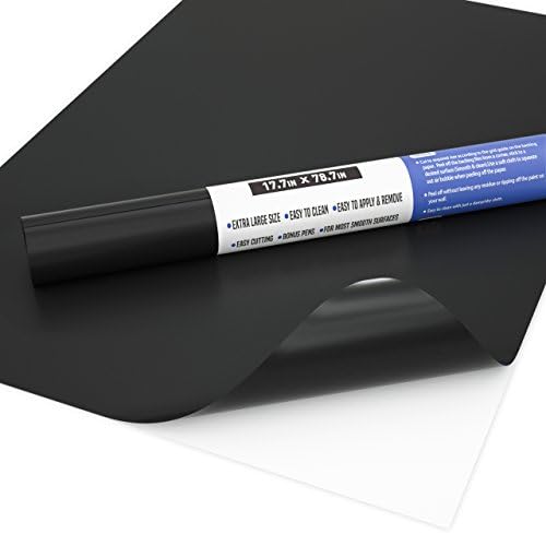 Chalk Board Paper for Wall, Nicpro 45 cm x 200 cm Adhesive Black Chalkboard Contact Paper Sticker Vinyl Decal with White Chalk Marker & 5 Chalks for Home Office School Blackboard Restaurant Menu