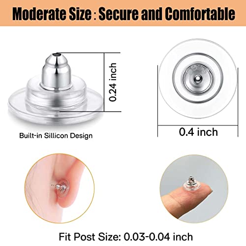 Delecoe 925 Sterling Silver Locking Earring Backs Replacements For Diamond Studs,14K White Gold Plated Hypoallergenic Secure Earring Backs 3-Pairs (White Gold) #TOP5