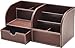 GALLAWAY LEATHER Desk Organizer Caddy- Mens Desk Organizer,Home Office Organization, Holds Business Card, Pen, Pencil, Mobile Phone,School Desk Supplies,Office Desk Accessories (Brown, Large)