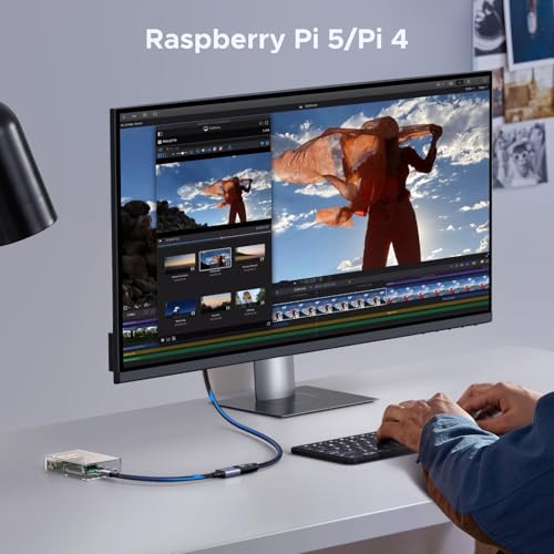 UGREEN 8K Micro HDMI auf HDMI 2.1 Adapter 8K@60Hz 4K/2K/1080P@240Hz Bidirektionale Kabel eARC/ARC HDR VRR ALLM Atmos HDCP 48Gbps Kompatibel mit Raspberry Pi 5 Kamera Laptop Xbox Series X PS5 (25cm)