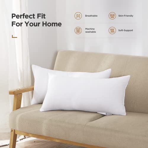 Acanva Dekorative rechteckige Kisseneinsätze, aus Polyester, hypoallergen, 40,6 x 66 cm, Weiß, 1 Stück (1 Stück)
