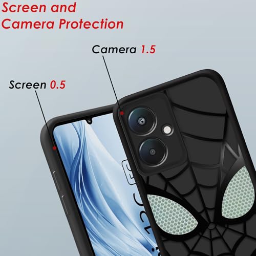 Image of Stylish Spider Back Case Cover Compatible for Mi Redmi 13 5G / Poco M6 Plus | Spidey Face Mask Case | Soft Silicone | Camera & Full Body Protection | Shock Proof | (Black)