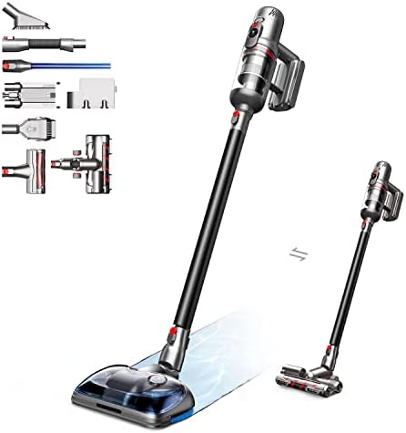 PUPPYOO T12 Plus Rinse Cordless Stick Mopping Vacuum, 2-in-1 Lightweight Handheld Stick Vacuum Cleaner with Wet Mopping Mode, HEPA Filtration, 185AW Suction Power, Up to 70min Run Time