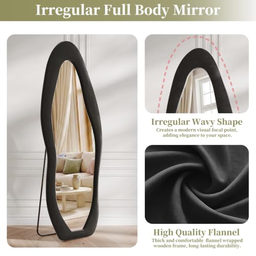 Image of Koonmi Full Length Mirror 63 inchx24 inch, Irregular Flannel Floor Mirrors