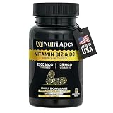 Vitamin B12 and D3 Sublingual Tablets – 2500mcg B12 (Methylcobalamin) + 5000 IU D3 (Cholecalciferol) Fast-Absorbing for Energy, Mood, Immune & Bone Health – Non-GMO, Soy-Free, Made in USA, 60 Tablets