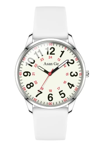 Asan Ge 40MM 3ATM Waterproof Wear Resistant Anti-Scratch White Analog Nurse Watch 12/24 Hour...