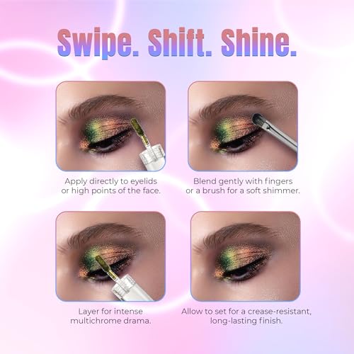 Image of Colors Queen Multichrome Liquid Eyeshadow Combo Pack of 2 | Highly Pigmented | Lightweight | Quick Drying | Long Lasting, Smudge Proof & Waterproof Eyeshadow (Ringed in Magic, 3.6g)