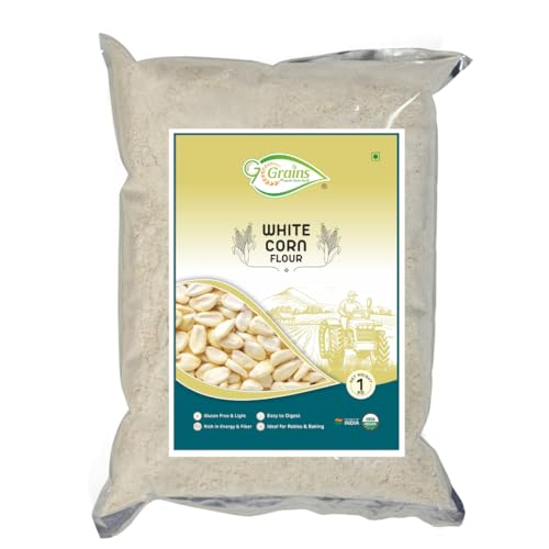 Image of White Corn Flour (1Kg)| Maize Flour | White Corn ka Atta | Makai ka Atta | Stone-Grinding | For Eating And Cookings |Produce of India from Organic Farms By G7 Grains