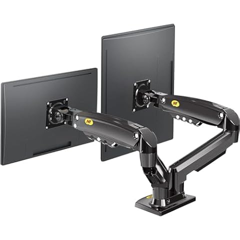 NB North Bayou Dual Monitor Desk Mount Stand Full Motion Swivel Computer Monitor Arm for Two Screens 17-27 Inch with 4.4~19.8lbs Load Capacity for Each Display F160 Cover