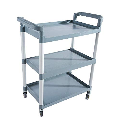 Le Sto Solut - Carrito rodante con 3 estantes de plástico, para el hogar, sala de estar y oficina, capacidad de 150 kg, color gris, 62 x 44 x 89 cm