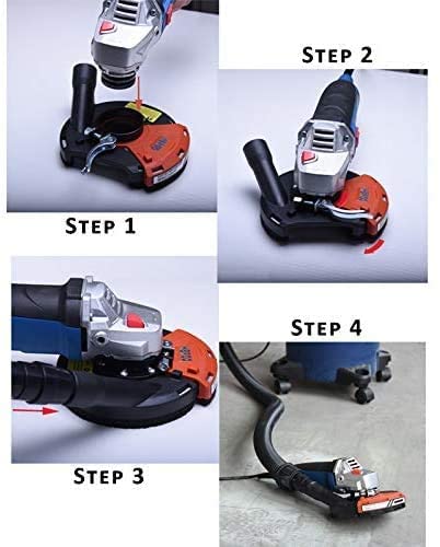 HERZO Universal Absaughaube mit Bürsten Schleiftopf 115mm und 125mm für Winkelschleifer für Schleifarbeiten mit Absaugung