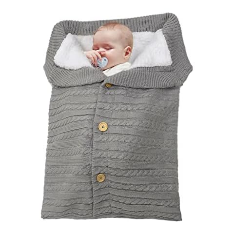 Danolt Warm Blanket Newborn Sleeping Bag Baby Swaddle Blanket Wrap with Cotton for 0-12 Newborn Month Boys Girls Gray Cover
