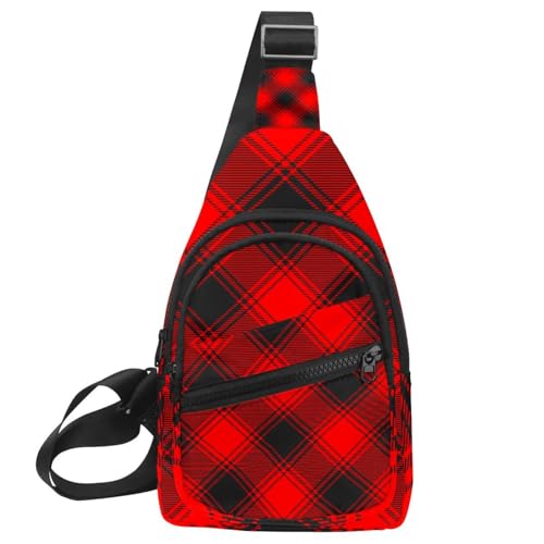Mochila cruzada para senderismo y viajes con diseño de cuadros multicolor