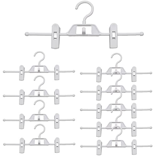 Hoypeyfiy 10pcs Stackable Plastic Clothing Hanger with Clips, Adjustable Skirt Hangers Pant Hangers for Closet Organizer, 360-Rotating Swivel Hook