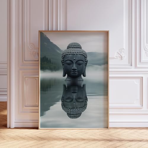 Peinture spirituelle zen Bouddha 60 x 90 cm pour mur de salle de yoga