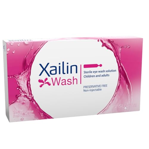 Xailin Wash Augenspüllösung – bei Reizung, Erkrankung und für die Augenhygiene - kontaktlinsenfreundlich - konservierungsmittelfrei - Einzeldosen - 20x5ml