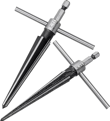 Treki 2pcs Alésoir Conique à Main en Forme de T Alésoir à Main Conique en Acier au Carbone Alésoir à Main avec Tige Hexagonale 3-13mm 5-16mm Alésoir Hexagonal à Trou de Broche de Pont Chanfreinage
